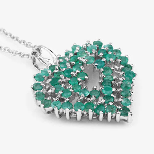 1.53 Carat Genuine Emerald .925 Sterling Silver Pendant - Image 4