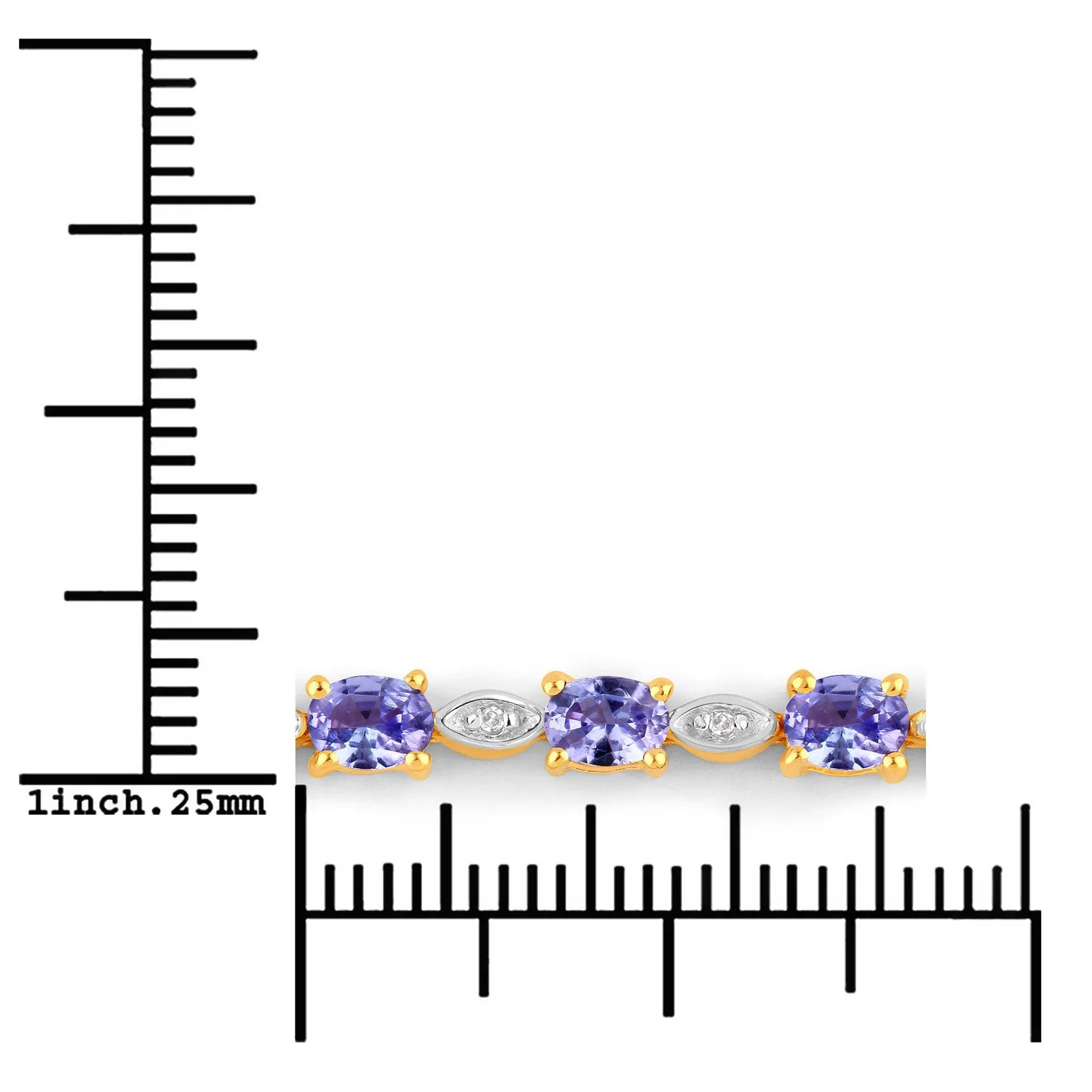 1.56 Carat Genuine Tanzanite and White Diamond .925 Sterling Silver Bracelet - Image 3