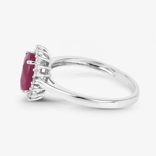 1.58 Carat Genuine Ruby and White Diamond 10K White Gold Ring - Image 6