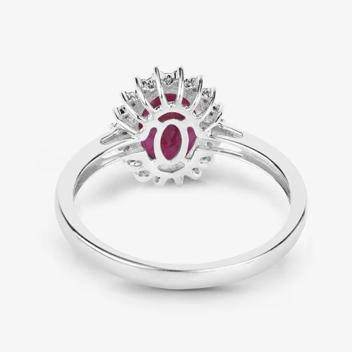 1.58 Carat Genuine Ruby and White Diamond 10K White Gold Ring - Image 7