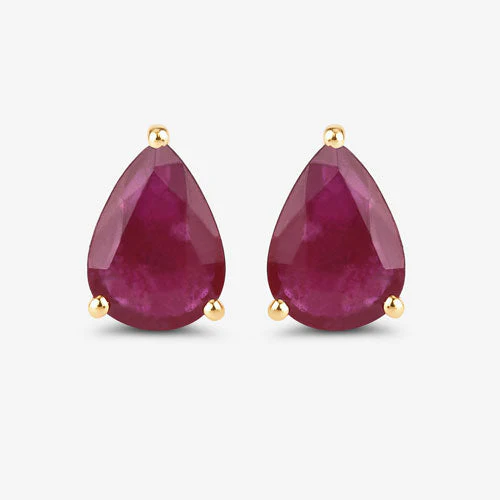 1.60 Carat Genuine Ruby 10K Yellow Gold Earrings - Image 10