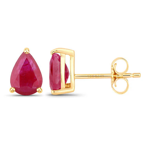 1.60 Carat Genuine Ruby 10K Yellow Gold Earrings - Image 2