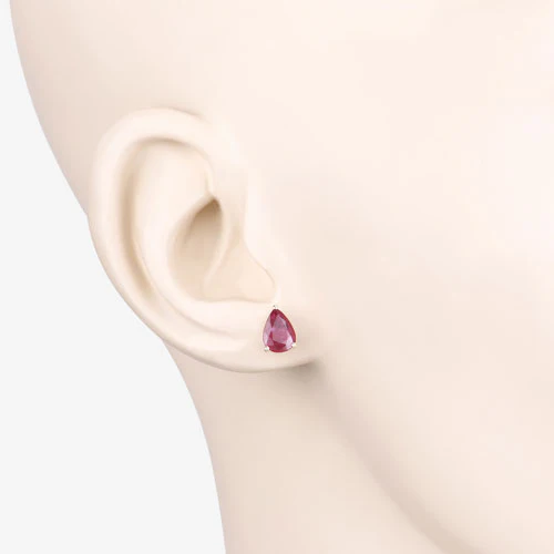 1.60 Carat Genuine Ruby 10K Yellow Gold Earrings - Image 5