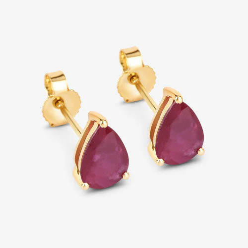 1.60 Carat Genuine Ruby 10K Yellow Gold Earrings - Image 6