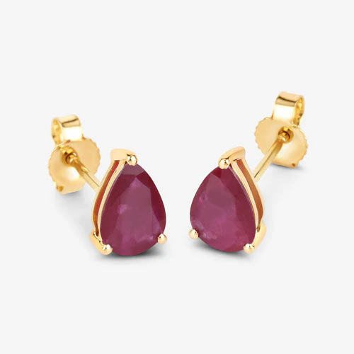 1.60 Carat Genuine Ruby 10K Yellow Gold Earrings - Image 7