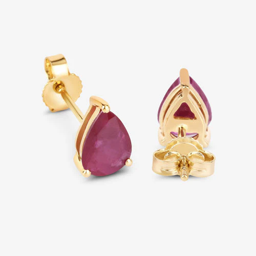 1.60 Carat Genuine Ruby 10K Yellow Gold Earrings - Image 9