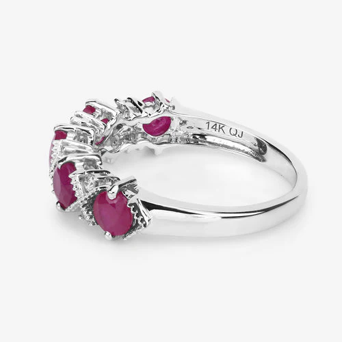 1.61 Carat Genuine Ruby and White Diamond 14K White Gold Ring - Image 13
