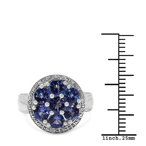 1.61 Carat Genuine Tanzanite .925 Sterling Silver Ring - Image 3