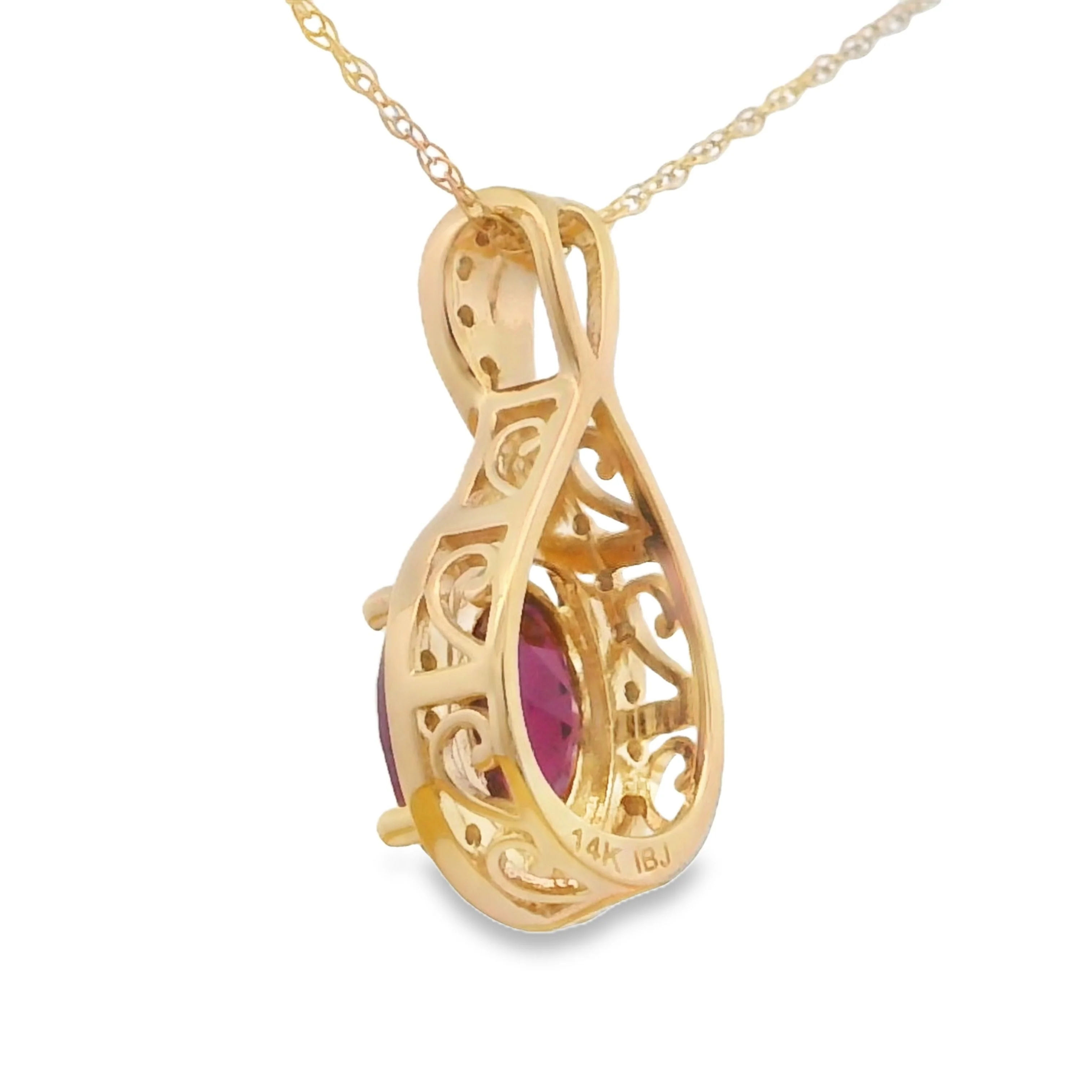 1.61ct Garnet Diamond Fashion Pendants 14KT Yellow Gold - Image 2
