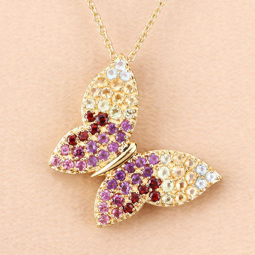 1.62 Carat Genuine Multi Stones .925 Sterling Silver Pendant - Image 9