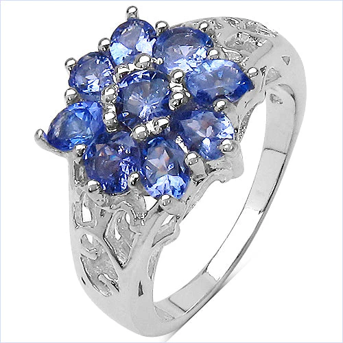 1.65 Carat Genuine Tanzanite .925 Sterling Silver Ring - Image 2