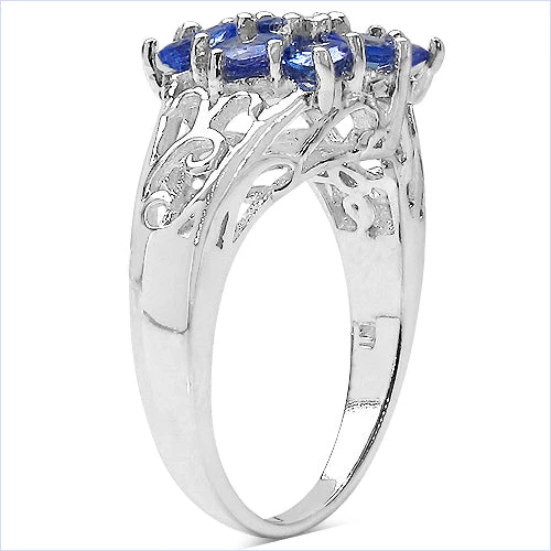 1.65 Carat Genuine Tanzanite .925 Sterling Silver Ring - Image 3