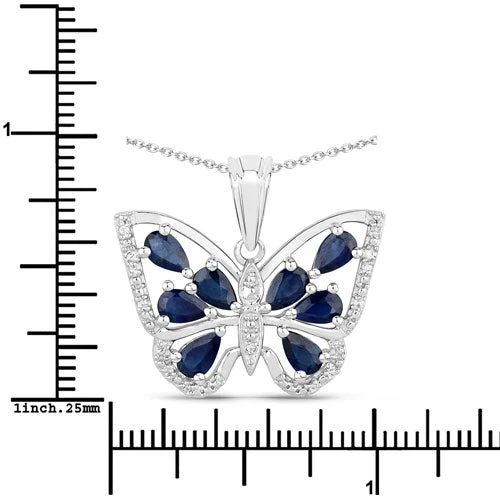 1.67 Carat Genuine Blue Sapphire and White Zircon .925 Sterling Silver Pendant - Image 7
