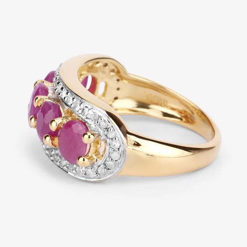 1.74 Carat Genuine Ruby and White Diamond .925 Sterling Silver Ring - Image 16