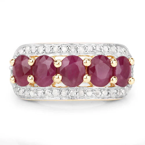 1.74 Carat Genuine Ruby and White Diamond .925 Sterling Silver Ring - Image 3