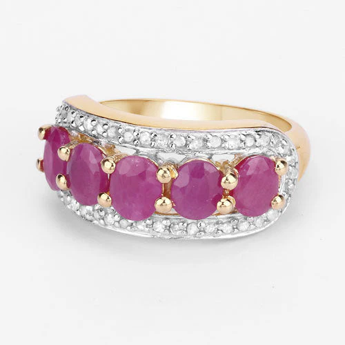 1.74 Carat Genuine Ruby and White Diamond .925 Sterling Silver Ring - Image 4