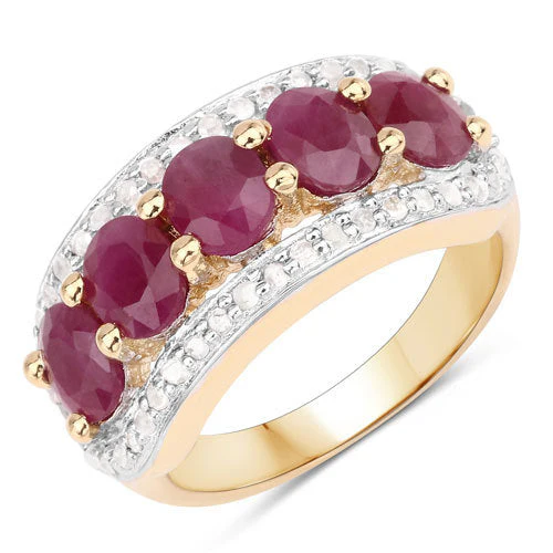 1.74 Carat Genuine Ruby and White Diamond .925 Sterling Silver Ring - Image 9