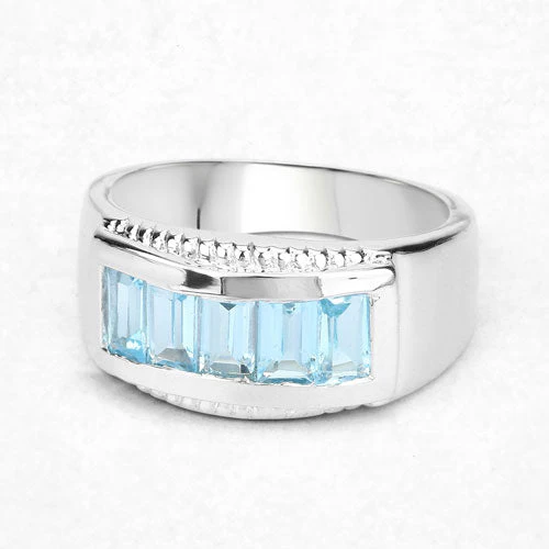 1.75 Carat Genuine Blue Topaz .925 Sterling Silver Ring - Image 8