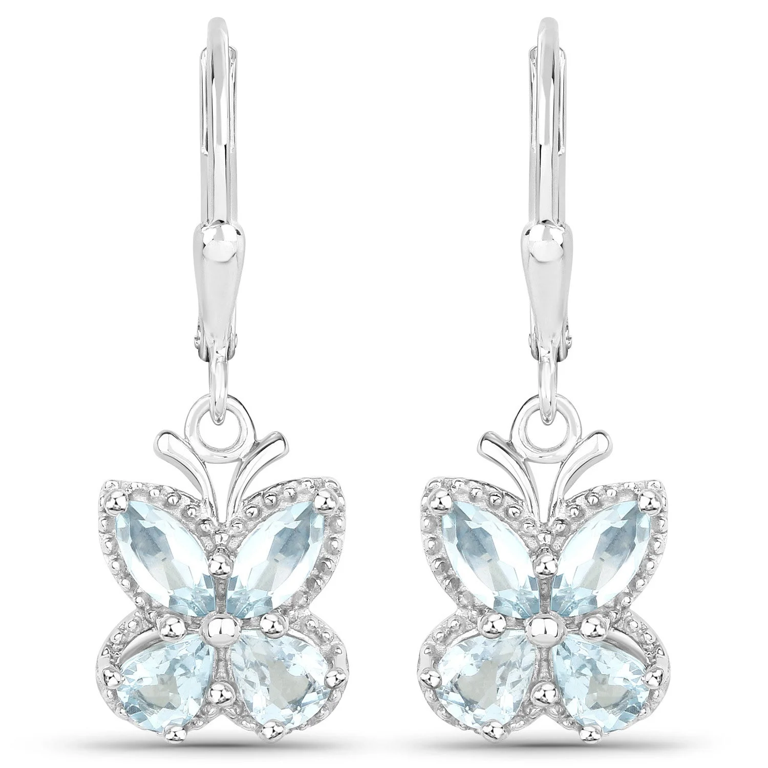 1.76 Carat Genuine Aquamarine .925 Sterling Silver Earrings