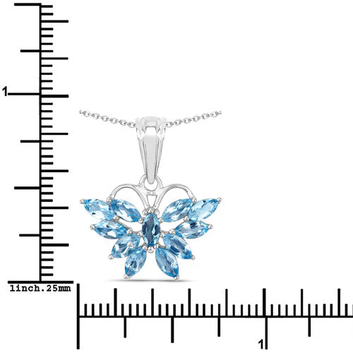 1.76 Carat Genuine Swiss Blue Topaz .925 Sterling Silver Pendant - Image 7