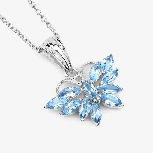 1.76 Carat Genuine Swiss Blue Topaz .925 Sterling Silver Pendant - Image 8