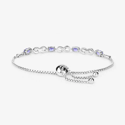 1.79 Carat Genuine Tanzanite and White Topaz .925 Sterling Silver Bracelet - Image 10