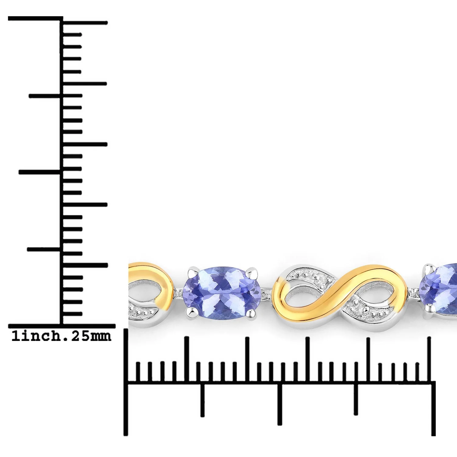 1.79 Carat Genuine Tanzanite and White Topaz .925 Sterling Silver Bracelet - Image 3