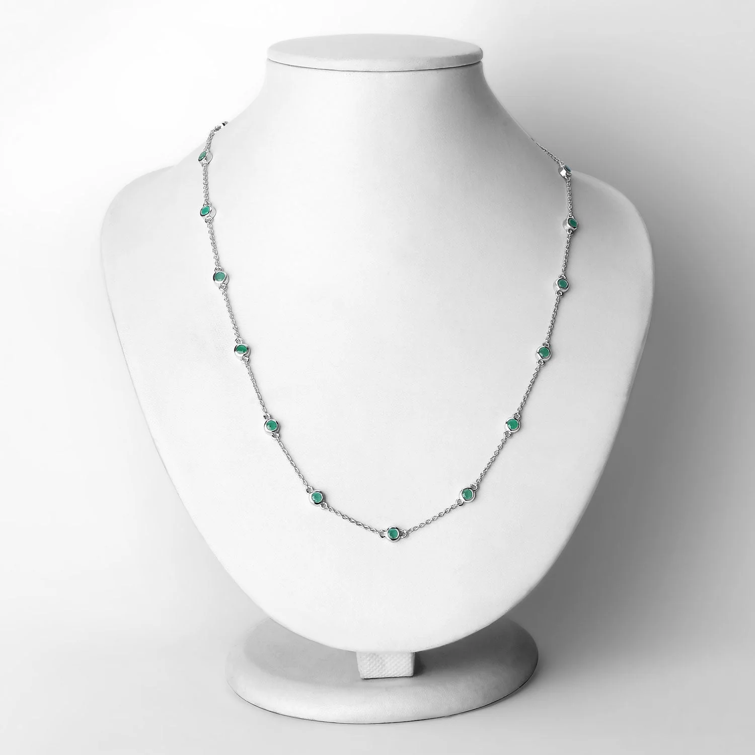 1.80 Carat Genuine Emerald .925 Sterling Silver Necklace - Image 2