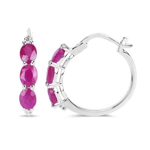 1.81 Carat Genuine Ruby and White Diamond .925 Sterling Silver Earrings - Image 6