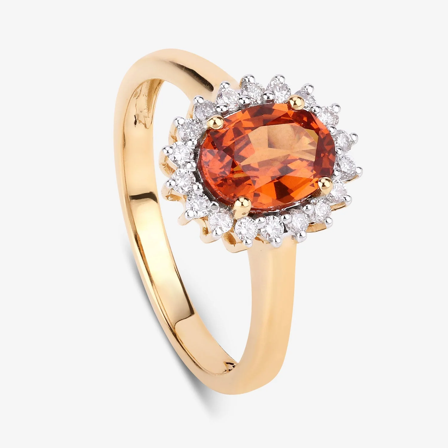 1.87 Carat Genuine Spessartite Garnet and White Diamond 14K Yellow Gold Ring - Image 4