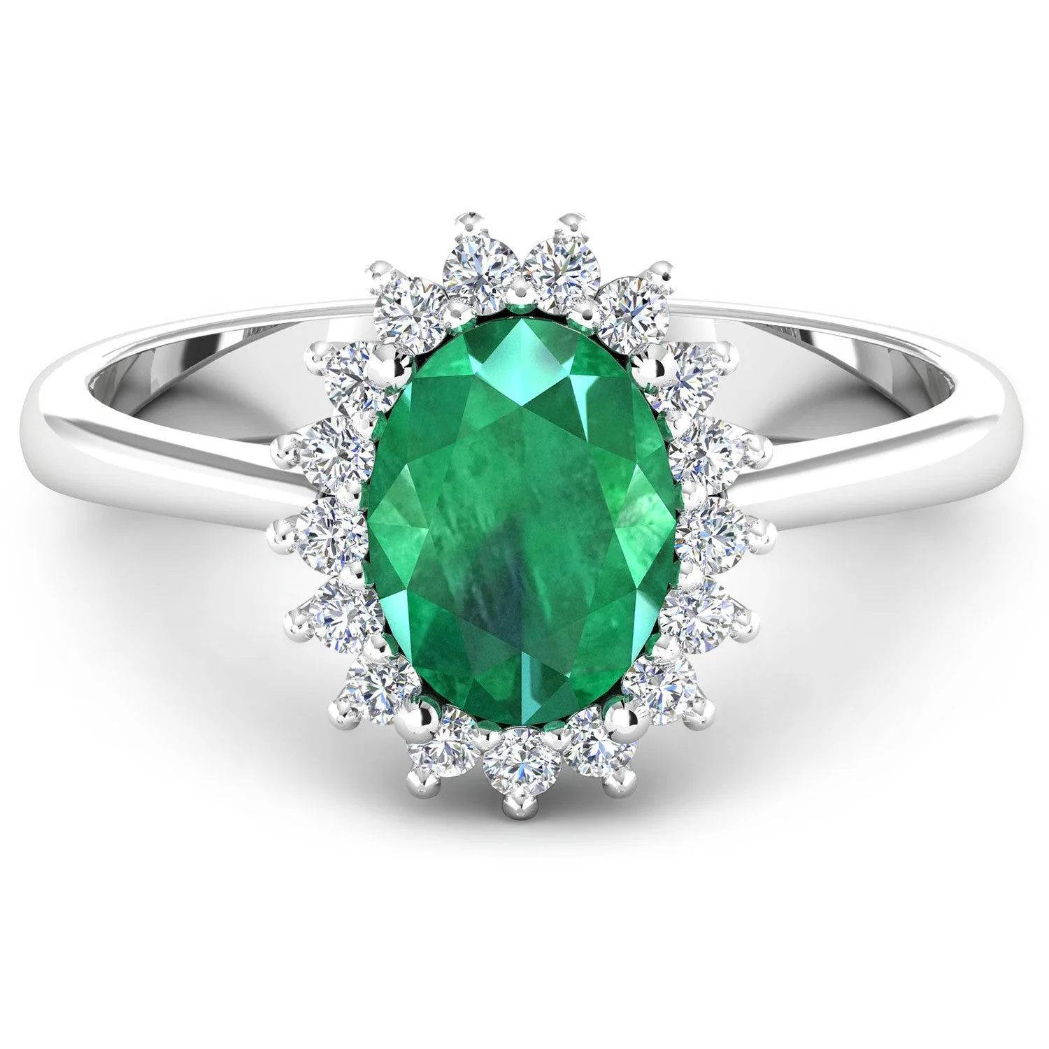 1.87 Carat Genuine Zambian Emerald and White Diamond 14K White Gold Ring - Image 3