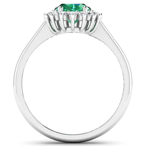 1.87 Carat Genuine Zambian Emerald and White Diamond 14K White Gold Ring - Image 5