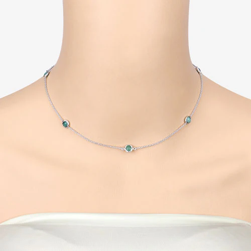 1.89 Carat Genuine Emerald .925 Sterling Silver Necklace - Image 3