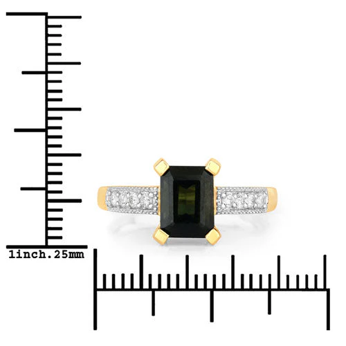 1.91 Carat Genuine Green Tourmaline and White Diamond 14K Yellow Gold Ring - Image 7