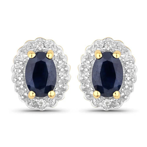 1.96 Carat Genuine Black Blue Sapphire and White Topaz .925 Sterling Silver Jewelry Set - Image 6