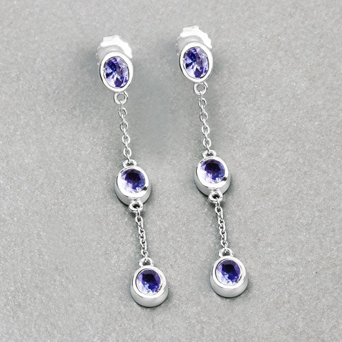 1.98 Carat Genuine Tanzanite .925 Sterling Silver Earrings - Image 8