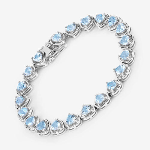 10.50 Carat Genuine Blue Topaz .925 Sterling Silver Bracelet - Image 10
