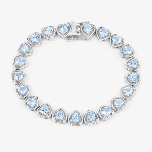 10.50 Carat Genuine Blue Topaz .925 Sterling Silver Bracelet - Image 11