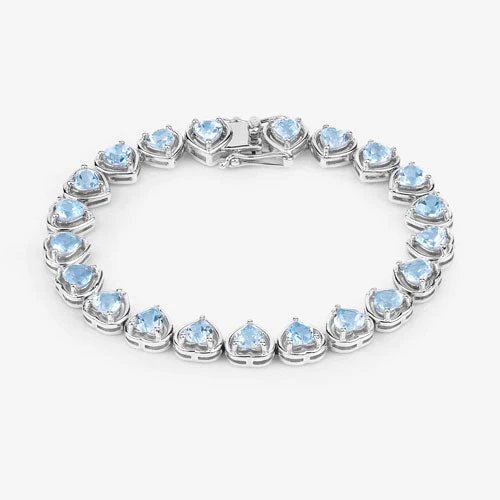 10.50 Carat Genuine Blue Topaz .925 Sterling Silver Bracelet - Image 12
