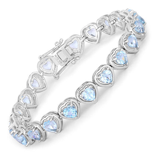 10.50 Carat Genuine Blue Topaz .925 Sterling Silver Bracelet - Image 4