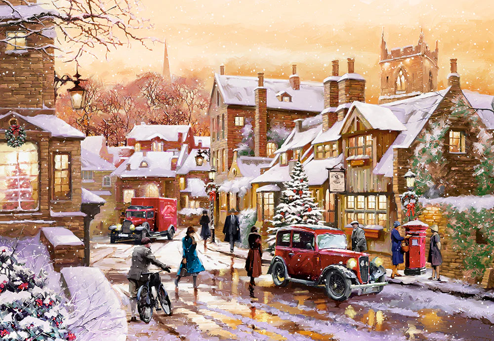 1000 Piece Castorland Jigsaw Puzzle – Vintage Winterland | Snowy Winter Scene Puzzle for Adults - Image 2