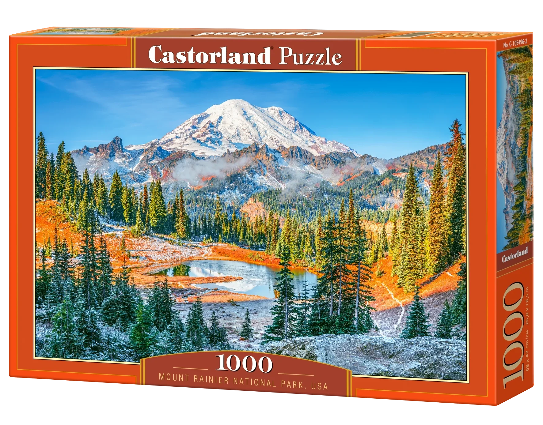 1000 Piece Jigsaw Puzzle, Mount Rainier National Park, USA, Snow-capped mountain puzzle, Calming landscape, Adult Puzzle, Castorland C-105496-2