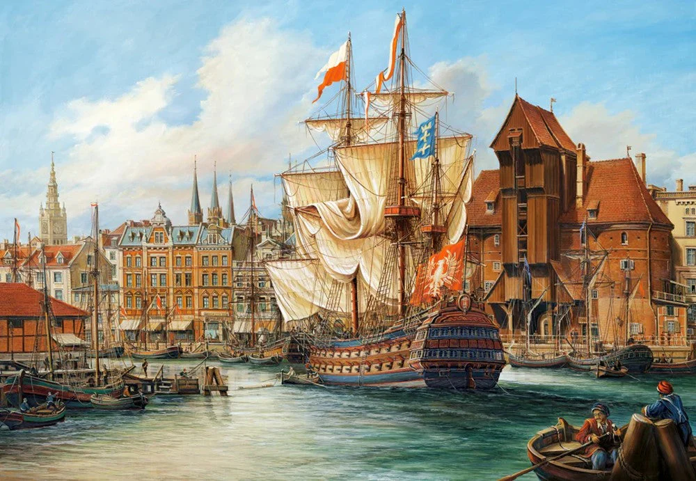 1000 Piece Jigsaw Puzzle, The Old Gdansk, Poland, historic sailing ship, Adult Puzzle, Castorland C-102914-2 - Image 2