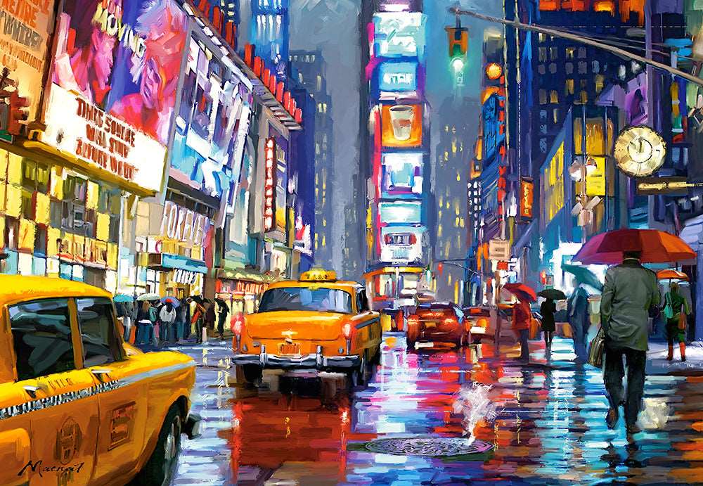 1000 Piece Jigsaw Puzzle, Times Square, NY, New York, New York City Art, USA, yellow cab, Adult Puzzle, Castorland C-103911-2 - Image 2