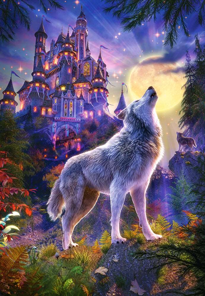 1000 Piece Jigsaw Puzzle, Wolf Castle, Fantasy Puzzle, Castle at night, Adult Puzzle, Castorland C-104178-2 - Image 2