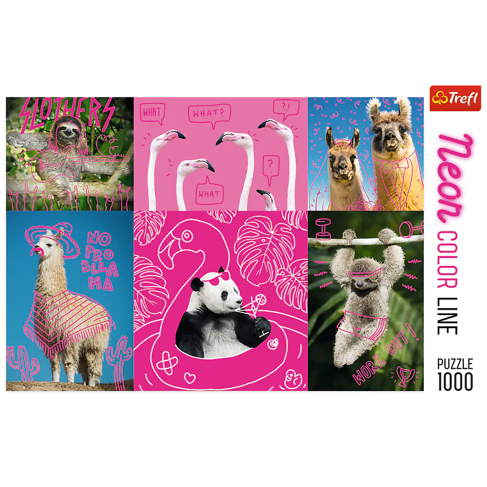 1000 Piece Jigsaw Puzzles, Crazy Animals, Silly Animals, Panda, Llama, Sloth, Flamingo, Adult Puzzles, Trefl 10594 - Image 3