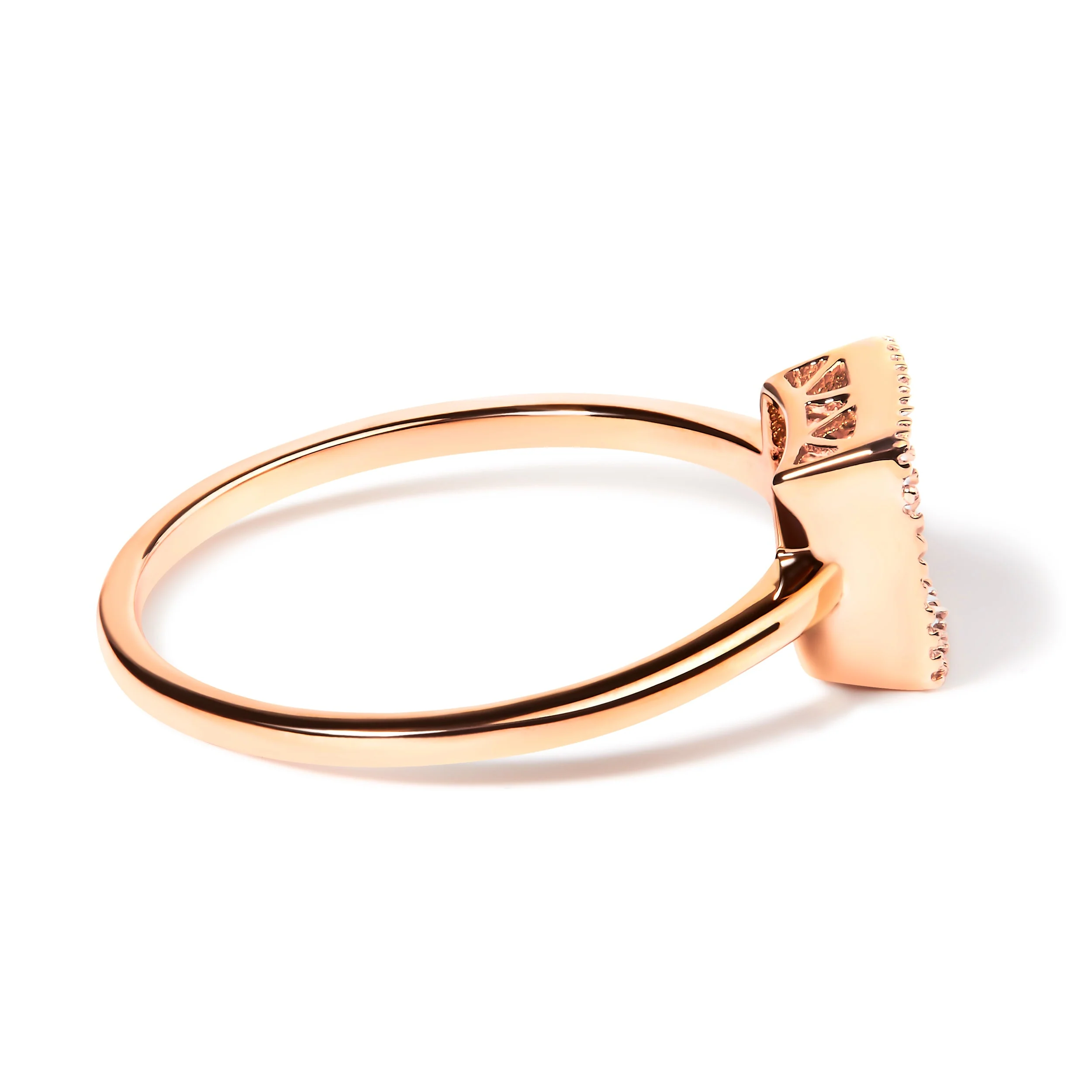 10K Rose Gold 1/3 Cttw Invisible Set Princess Cut Diamond Composite Square Shape Ring (H-I color, I1-I2 clarity) - Size 5 - Image 2