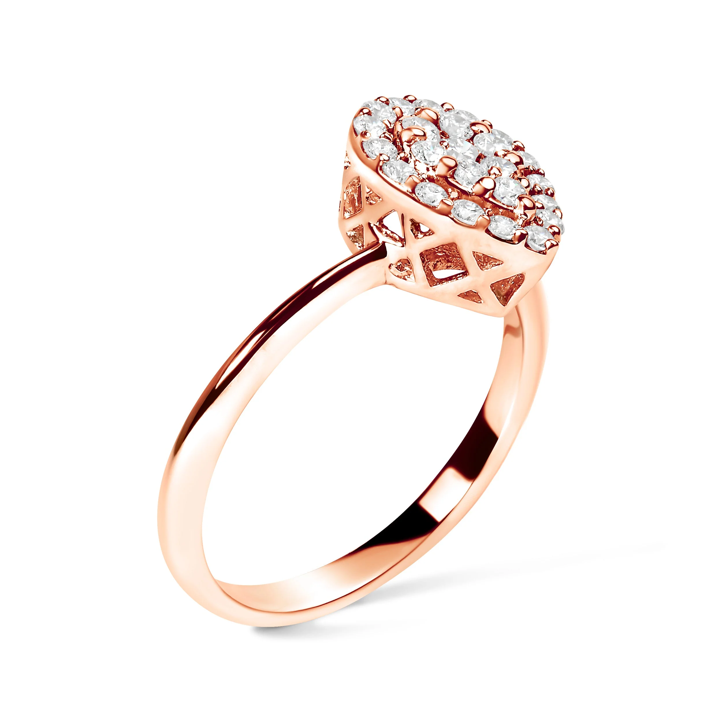 10K Rose Gold 3/8 Cttw Round-Cut Diamond Pear Promise Ring (I-J Color, I2-I3 Clarity) - Size 7 - Image 3