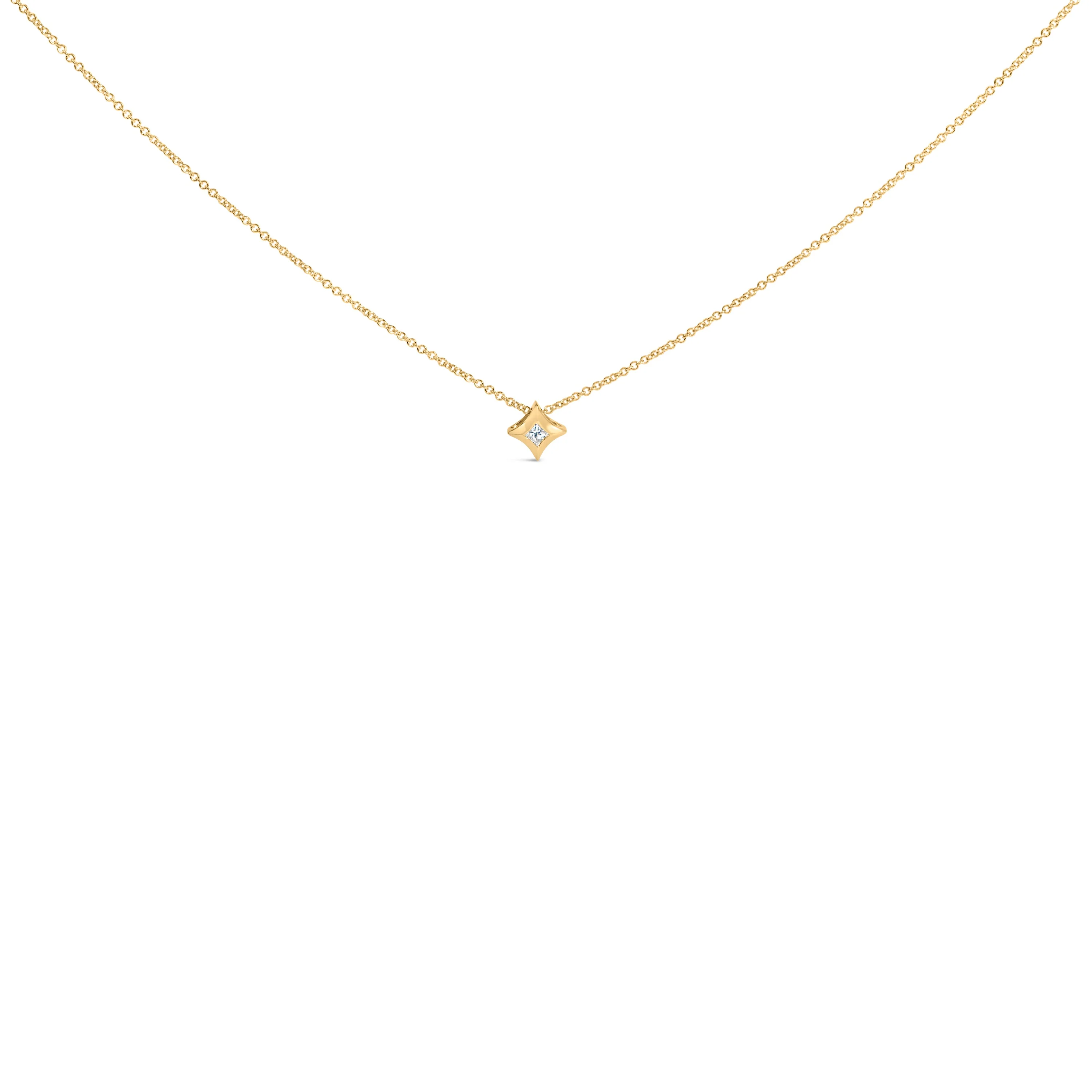10K White Gold 1/10 Cttw Bezel Set Solitaire Princess Cut Diamond Kite Shaped Pendent Necklace - 18" Inches - Image 9