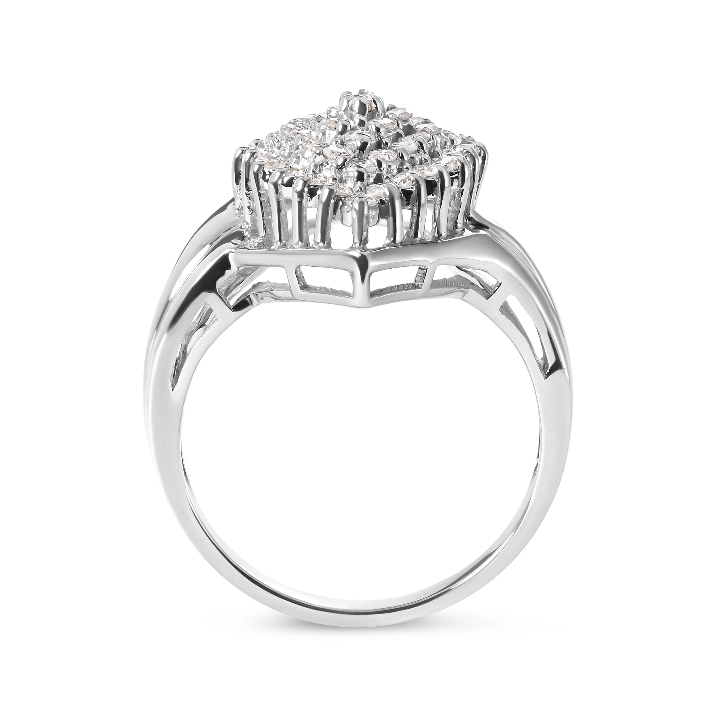 10K White Gold 1/2 Cttw Diamond Pear Shaped Cluster Ring (H-I Color, I1-I2 Clarity) - Ring Size 7 - Image 7